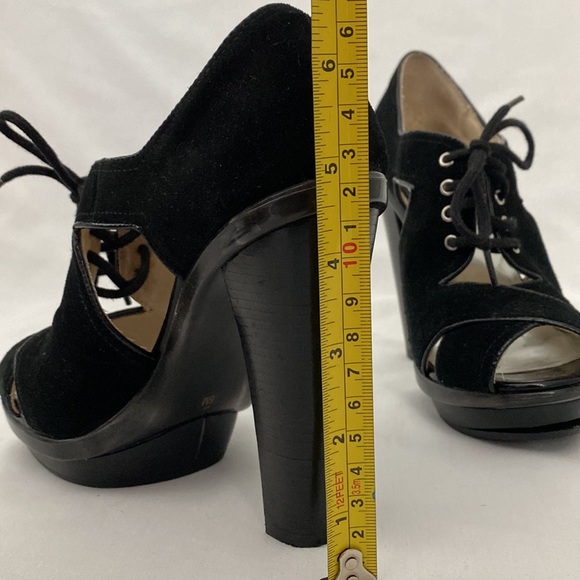 Peep Toe black suede 7 platform Heel Office Siren MICHAEL KORS whimsigoth - Picture 4 of 13